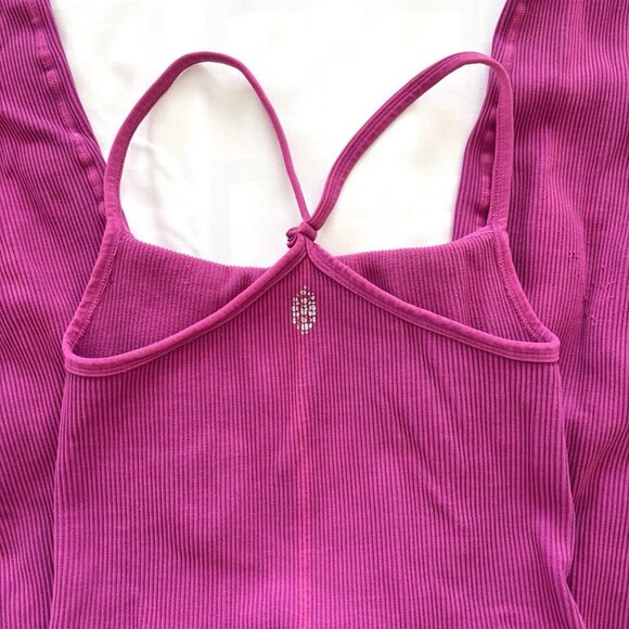 Free People Movement Pink Happiness Runs Square Neck One Piece Bodysuit Size M/L - Picture 7 of 7
